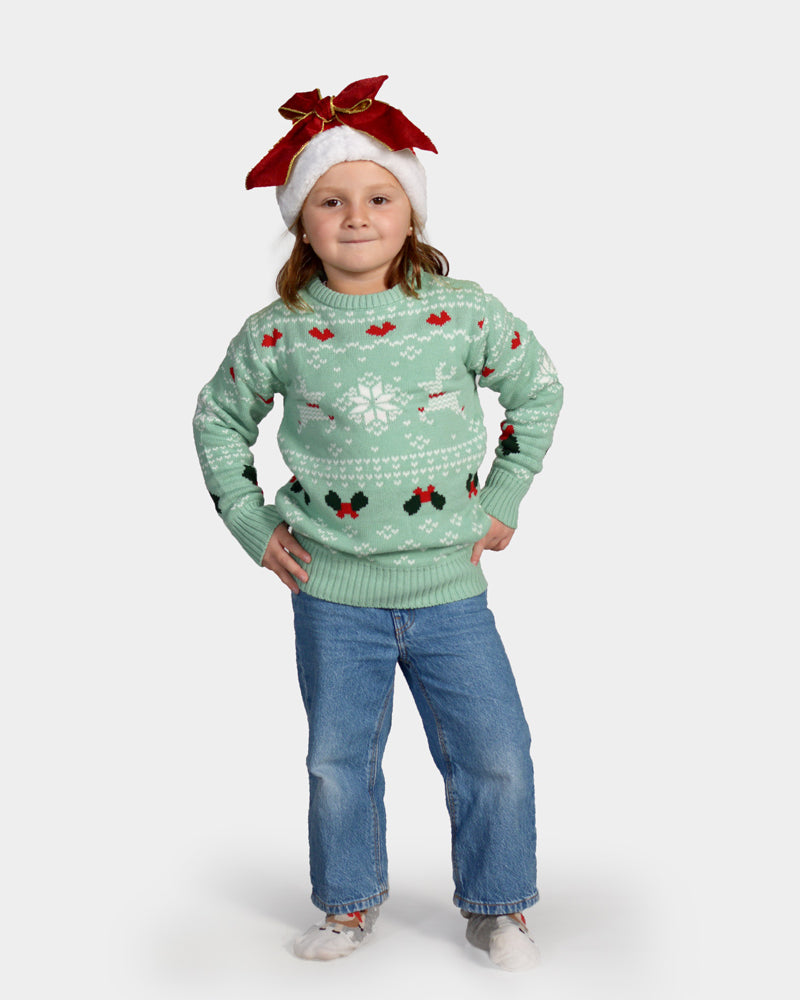 Green Sweet Family Christmas Jumper Kids