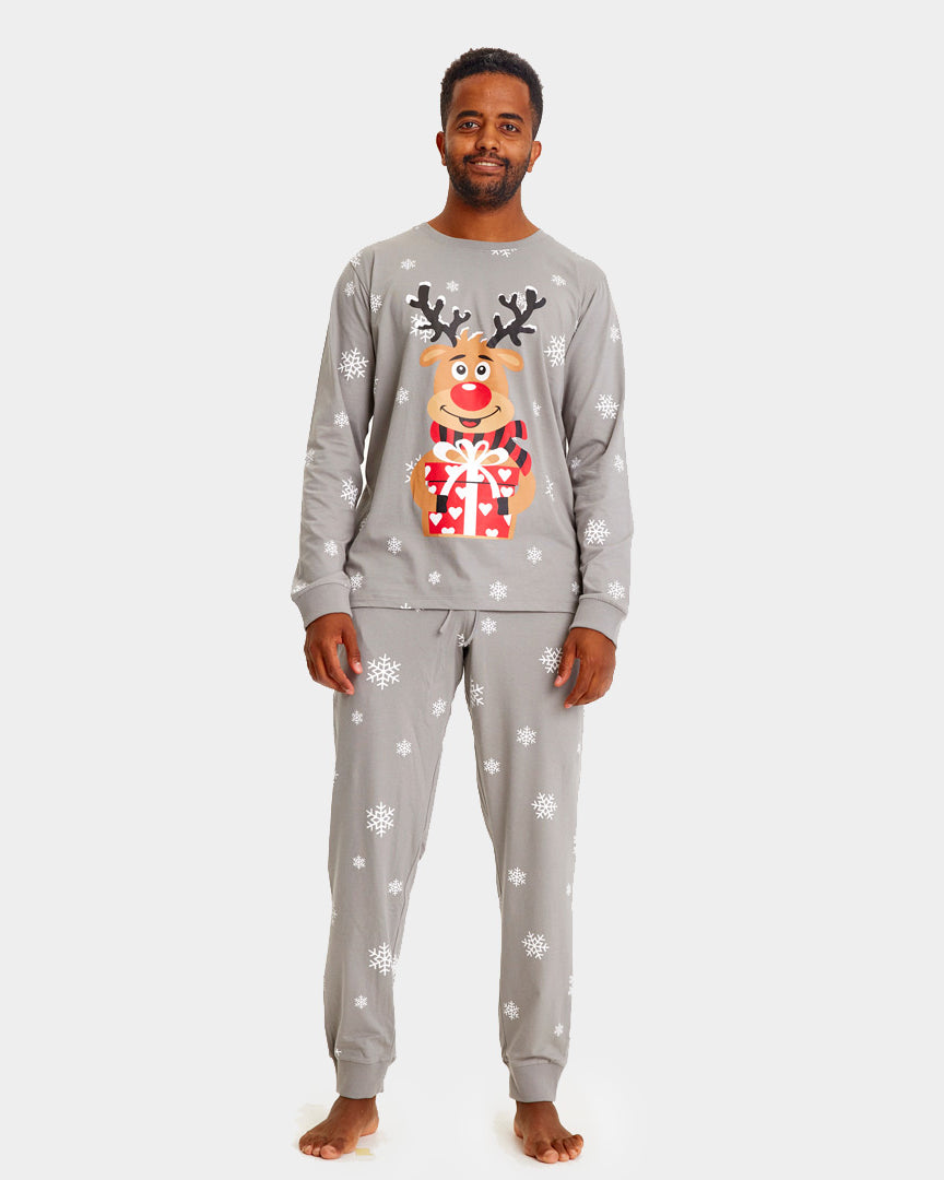 Grey Christmas Pyjama for Family with Rudolph the Reindeer Mens