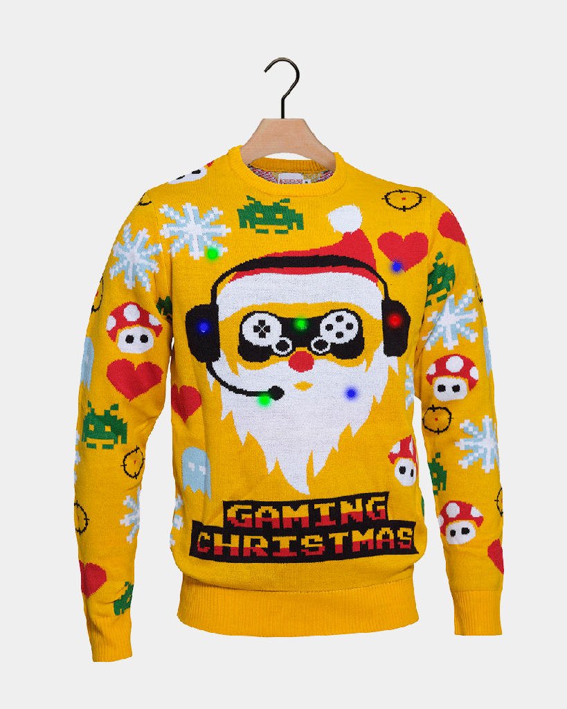 LED light-up Boys and Girls Christmas Jumper Santa Gamer
