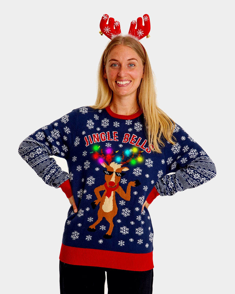 LED light-up Christmas Jumper Jingle Bells Womens