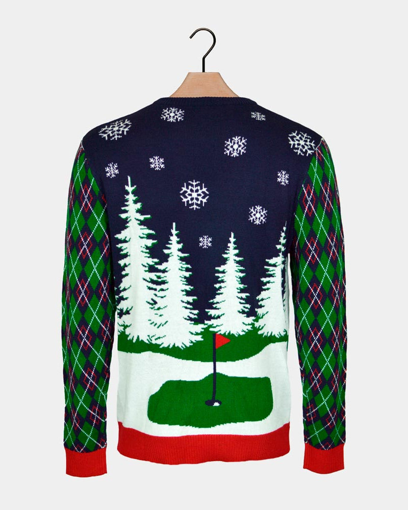 LED light-up Christmas Jumper with Santa playing Golf back