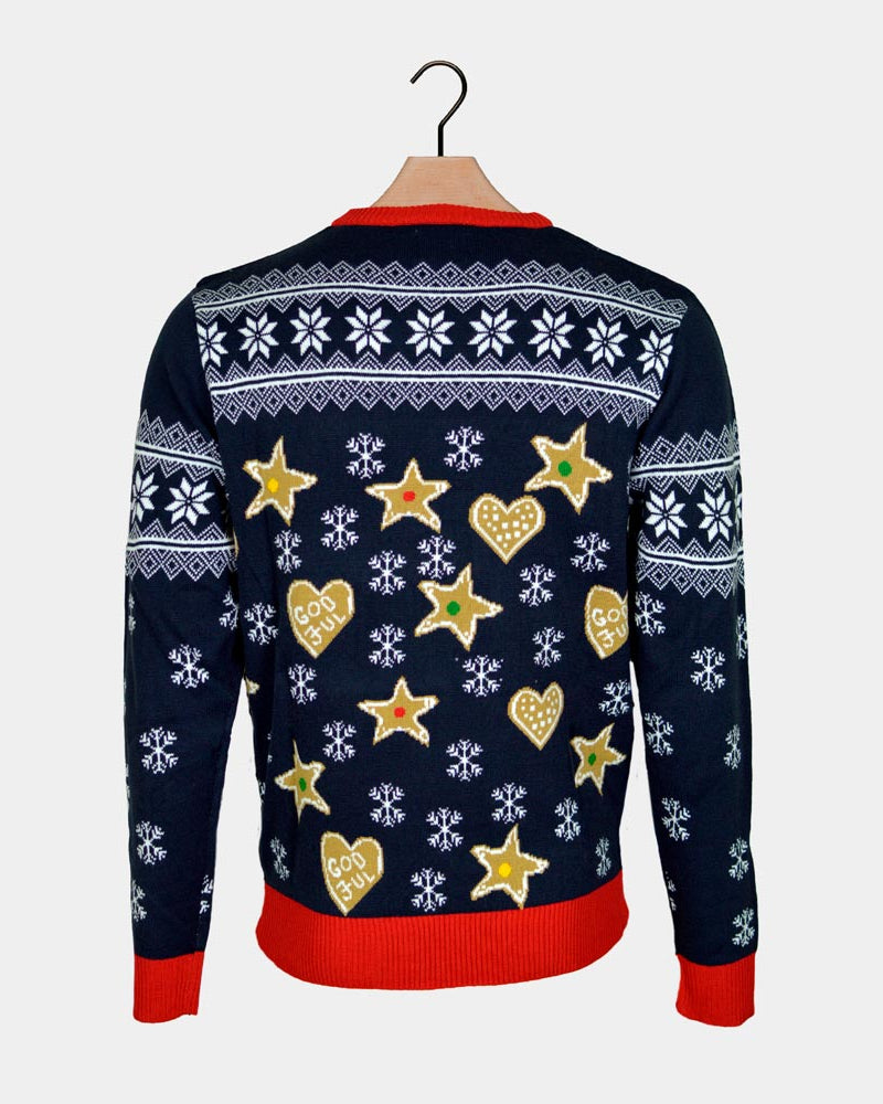 LED light-up Family Christmas Jumper with Gingerbread House Back