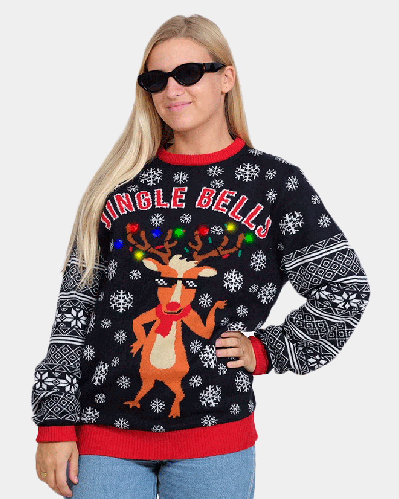 LED light-up Family Christmas Jumper Jingle Bells 2021 Womens