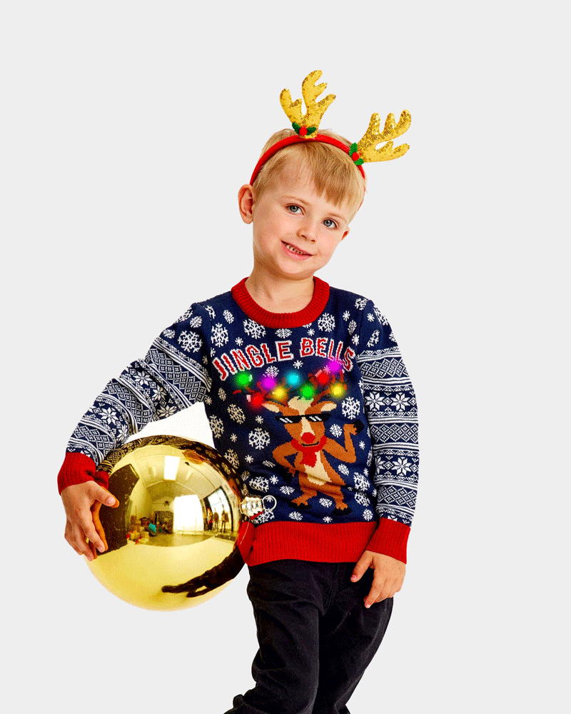 LED light-up Family Christmas Jumper Jingle Bells Boys