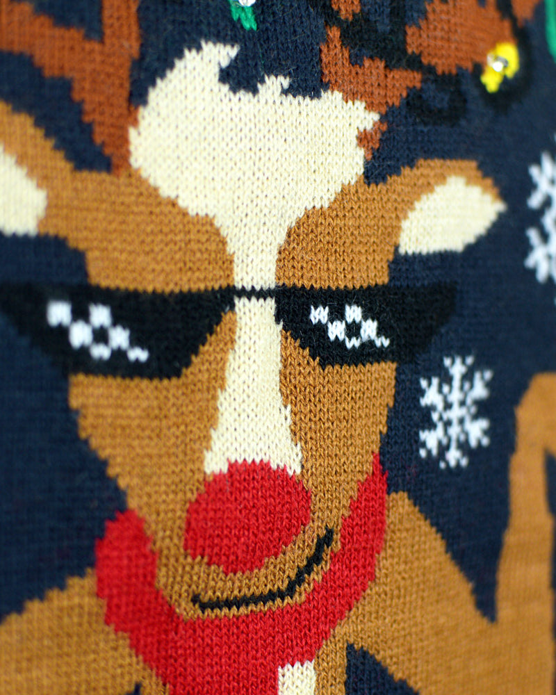 LED light-up Family Christmas Jumper Jingle Bells Detail