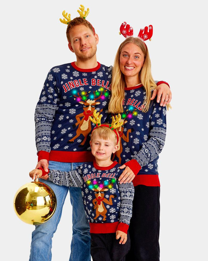 LED light-up Family Christmas Jumper Jingle Bells