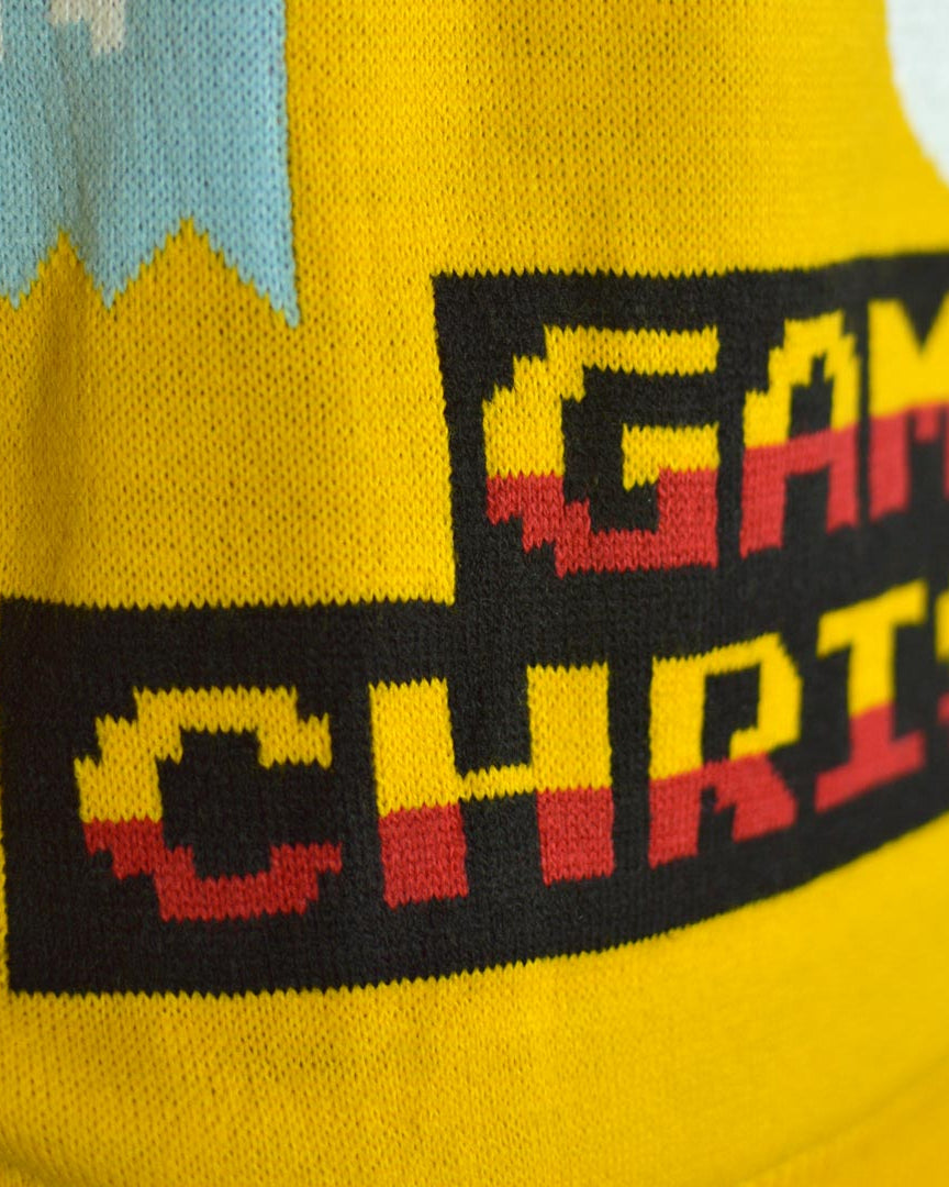 LED light-up Family Christmas Jumper with Santa Gamer Detail Snow