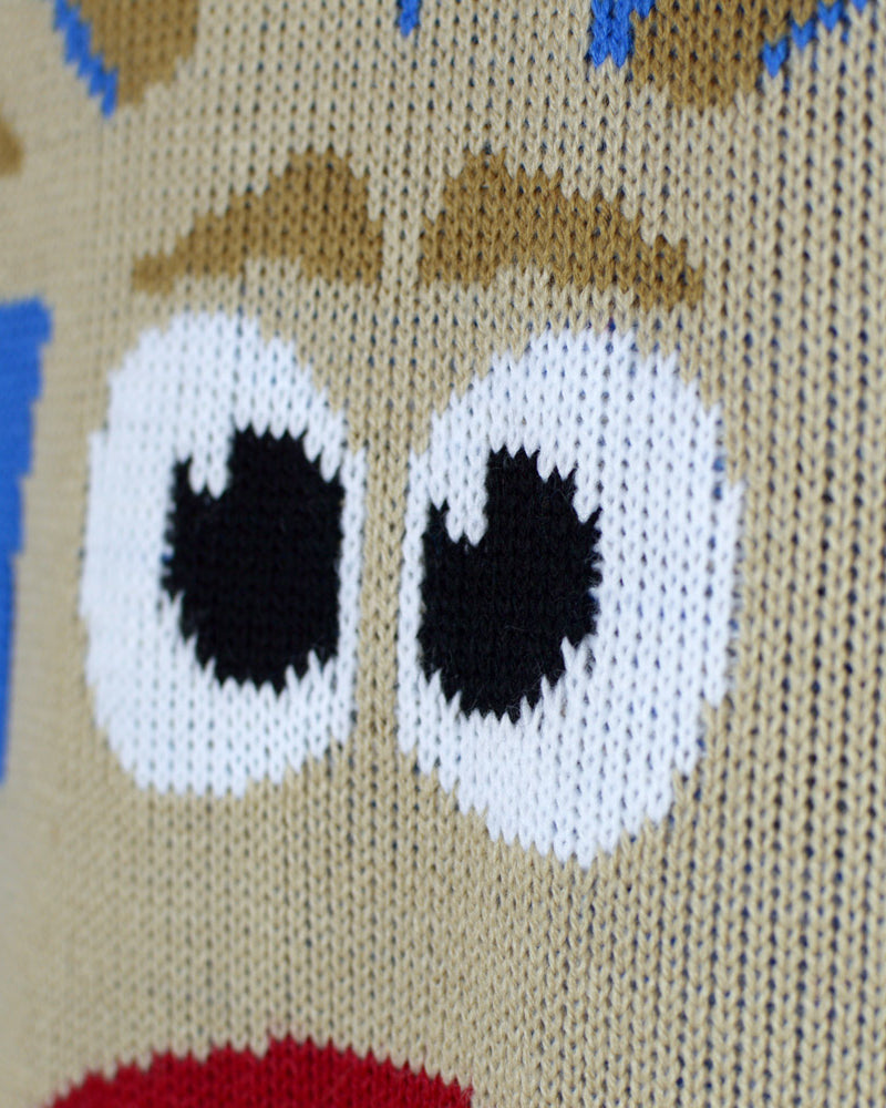 Light Blue Boys and Girls Christmas Jumper with Reindeer and Snow Detail