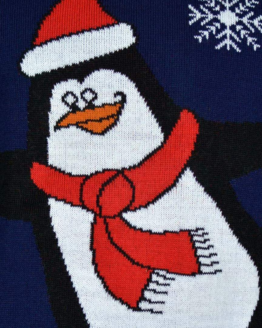Navy Blue Family Christmas Jumper with Penguin Detail