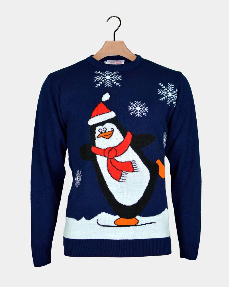 Navy Blue Family Christmas Jumper with Penguin