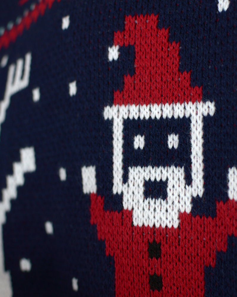 Navy Blue Merry Christmas Jumper Detail