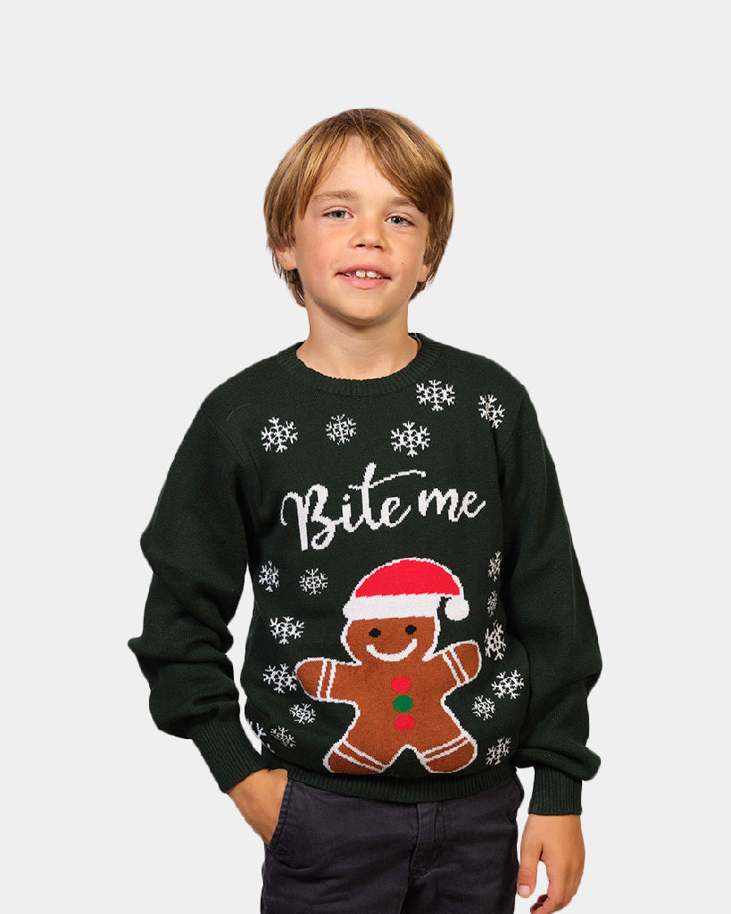 Boys Organic Cotton Family Christmas Jumper Bite Me