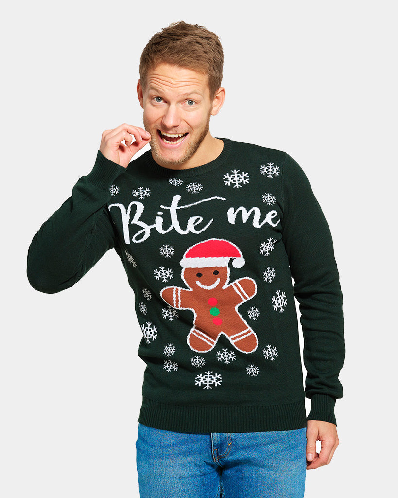 Mens Organic Cotton Family Christmas Jumper Bite Me