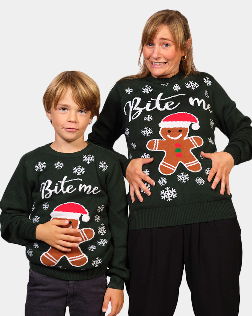 Organic Cotton Family Christmas Jumper Bite Me