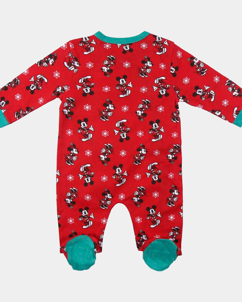 red baby sleepsuit mickey back