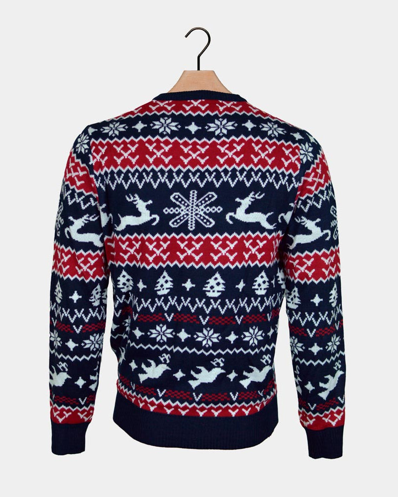 Red and Blue Strips Christmas Jumper Back