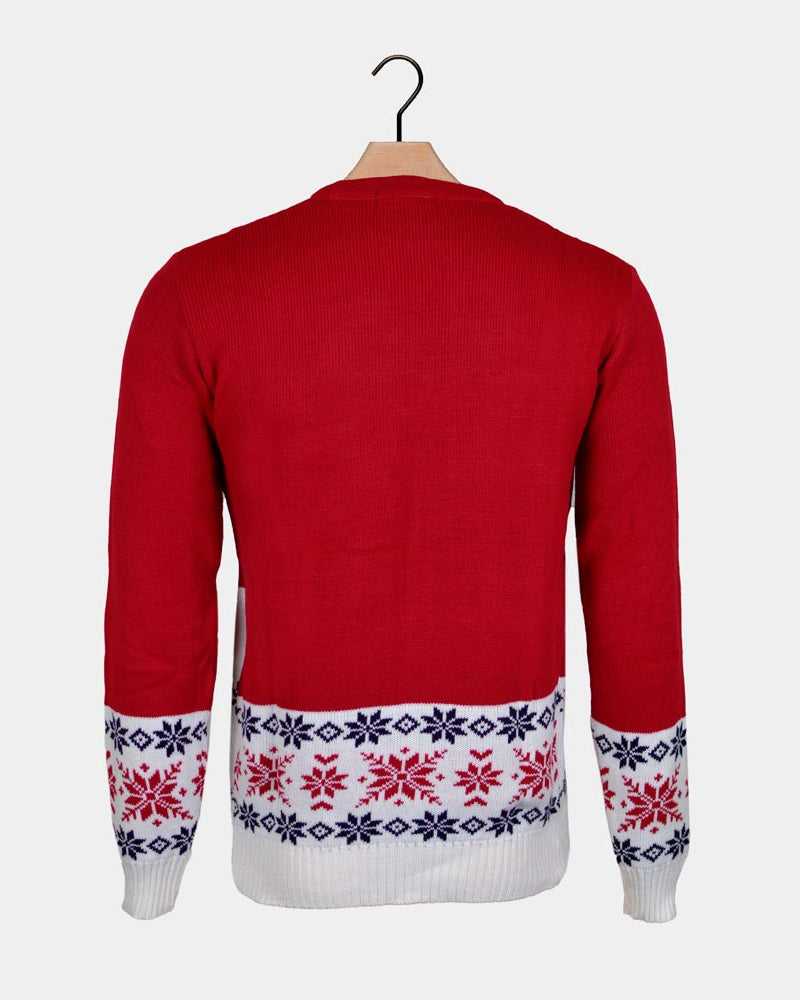 Red Christmas Jumper with Skating Reindeer Back