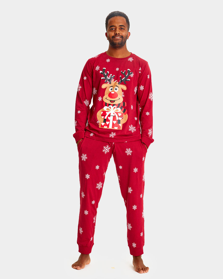 Red Christmas Pyjama for Family with Rudolph the Reindeer Mens