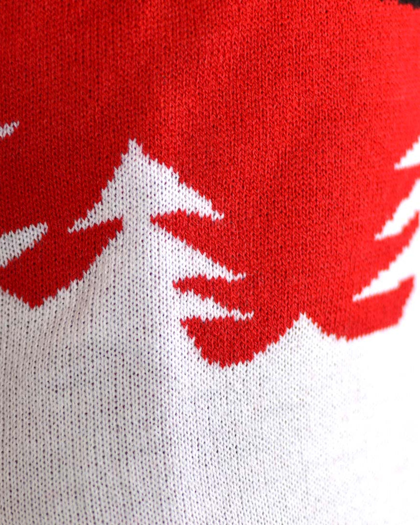 Red Family Christmas Jumper Reindeer with a Beer Detail Snow