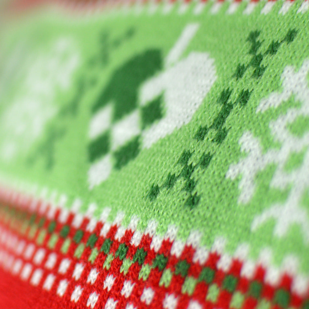 Red LED light-up Christmas Jumper with Christmas Tree Detail Snow