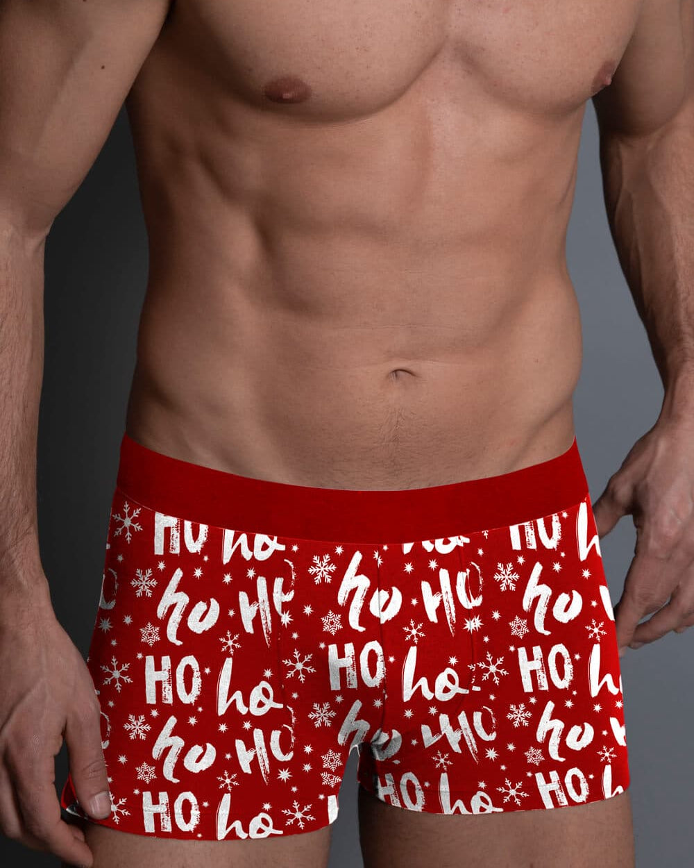 Red Mens Christmas Boxer Ho Ho Ho