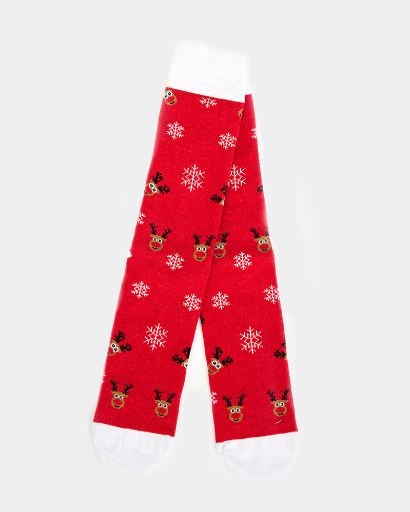 Red Unisex Christmas Socks with Rudolph the Reindeer