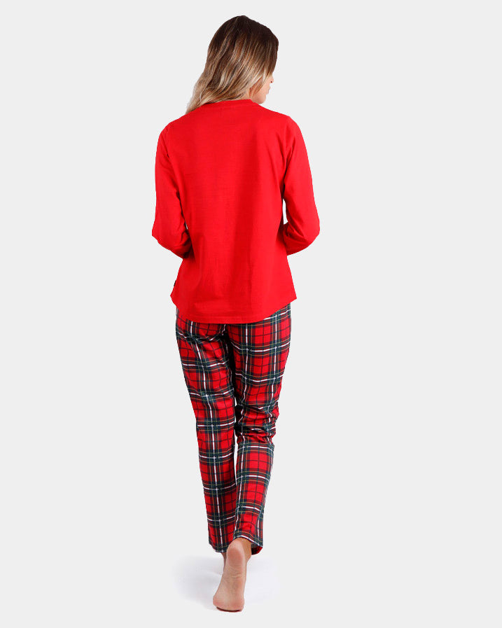 Red Womens Christmas Pyjama Smile Back