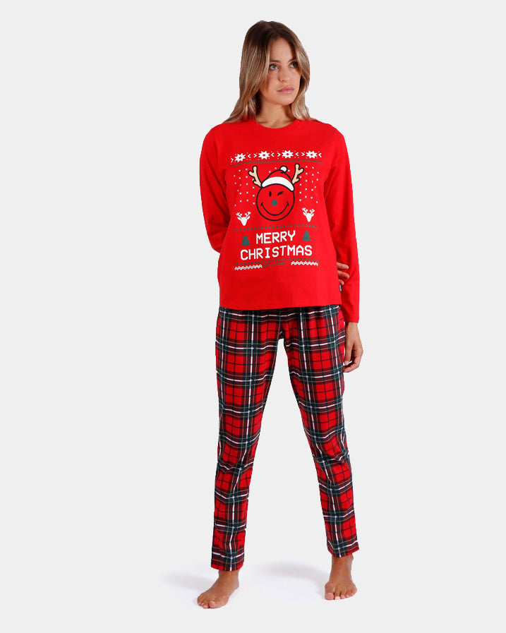 Red Womens Christmas Pyjama Smile