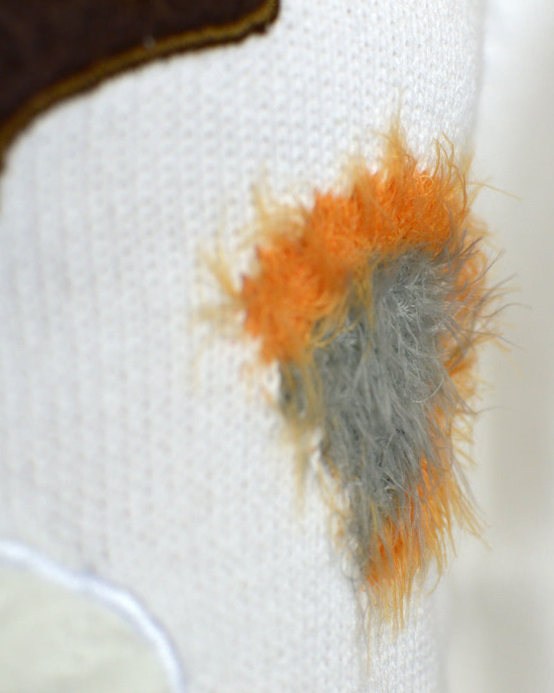 White 3D Family Christmas Jumper with Hairy Reindeer Detail