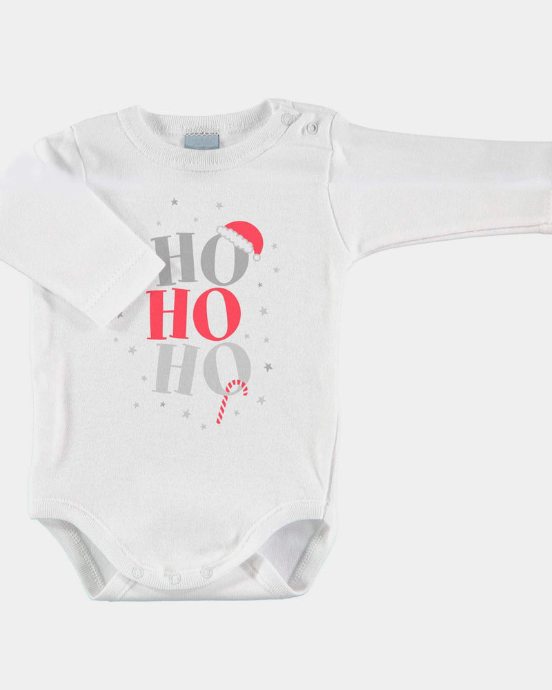 White long sleeve Babys Christmas Bodysuit Ho-Ho-Ho!