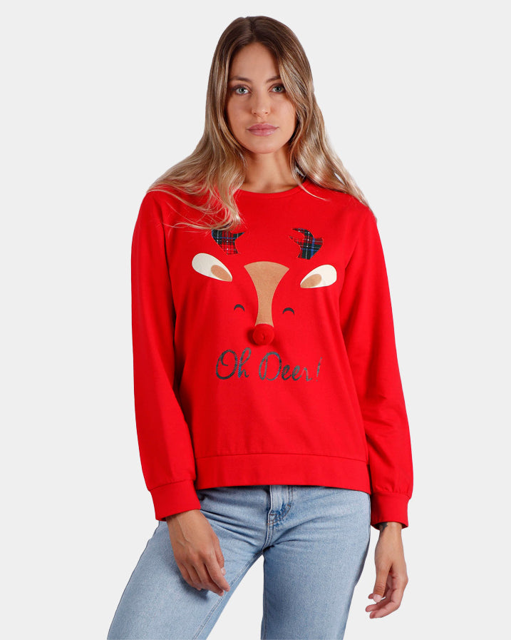 Womens Christmas Sweatshirt Oh Deer!