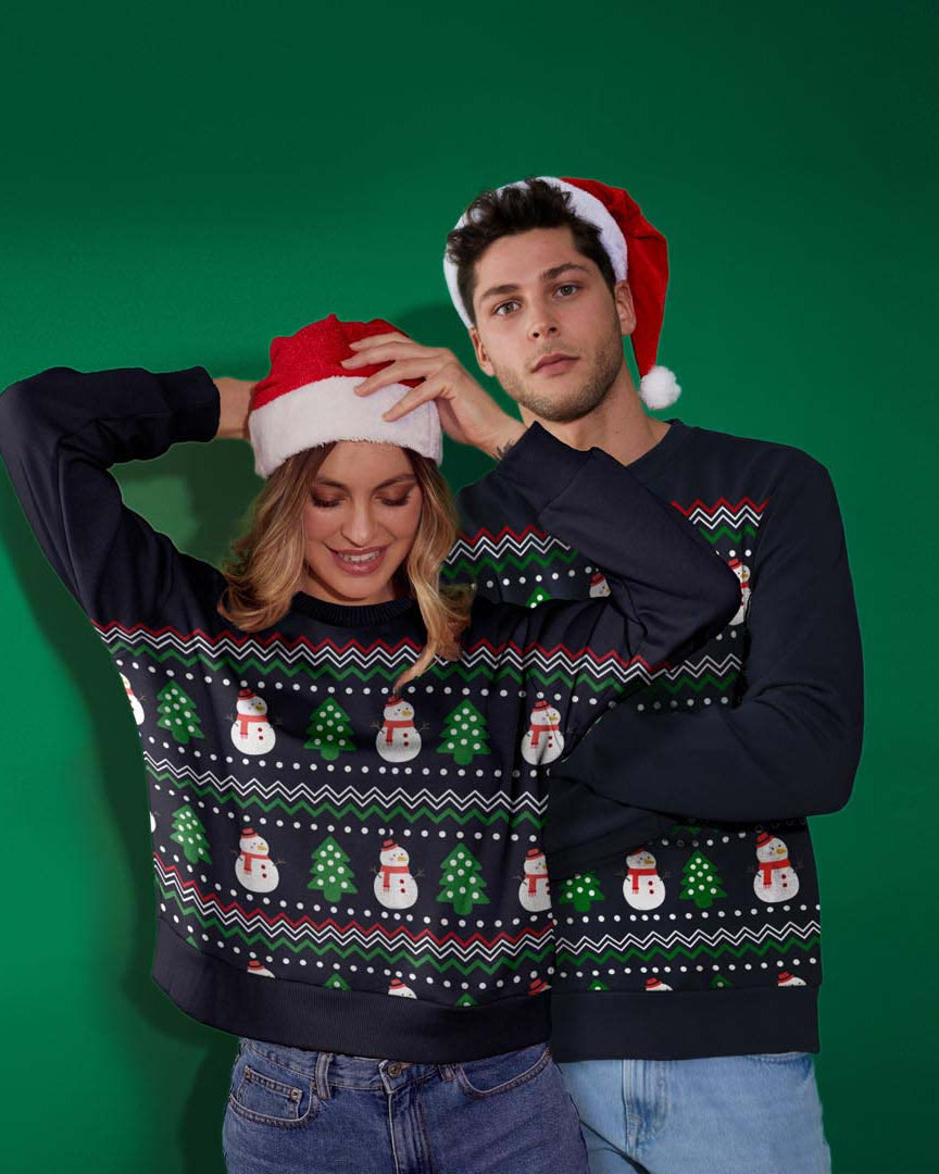 Womens Christmas Sweatshirt Snow Tree Mens