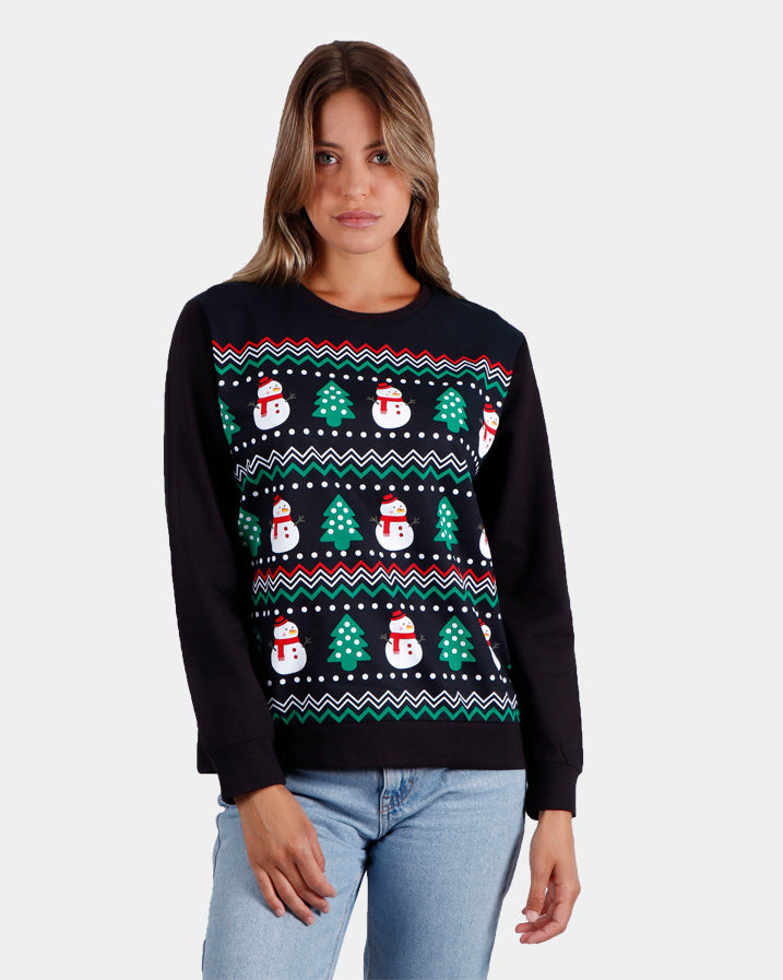 Womens Christmas Sweatshirt Snow Tree
