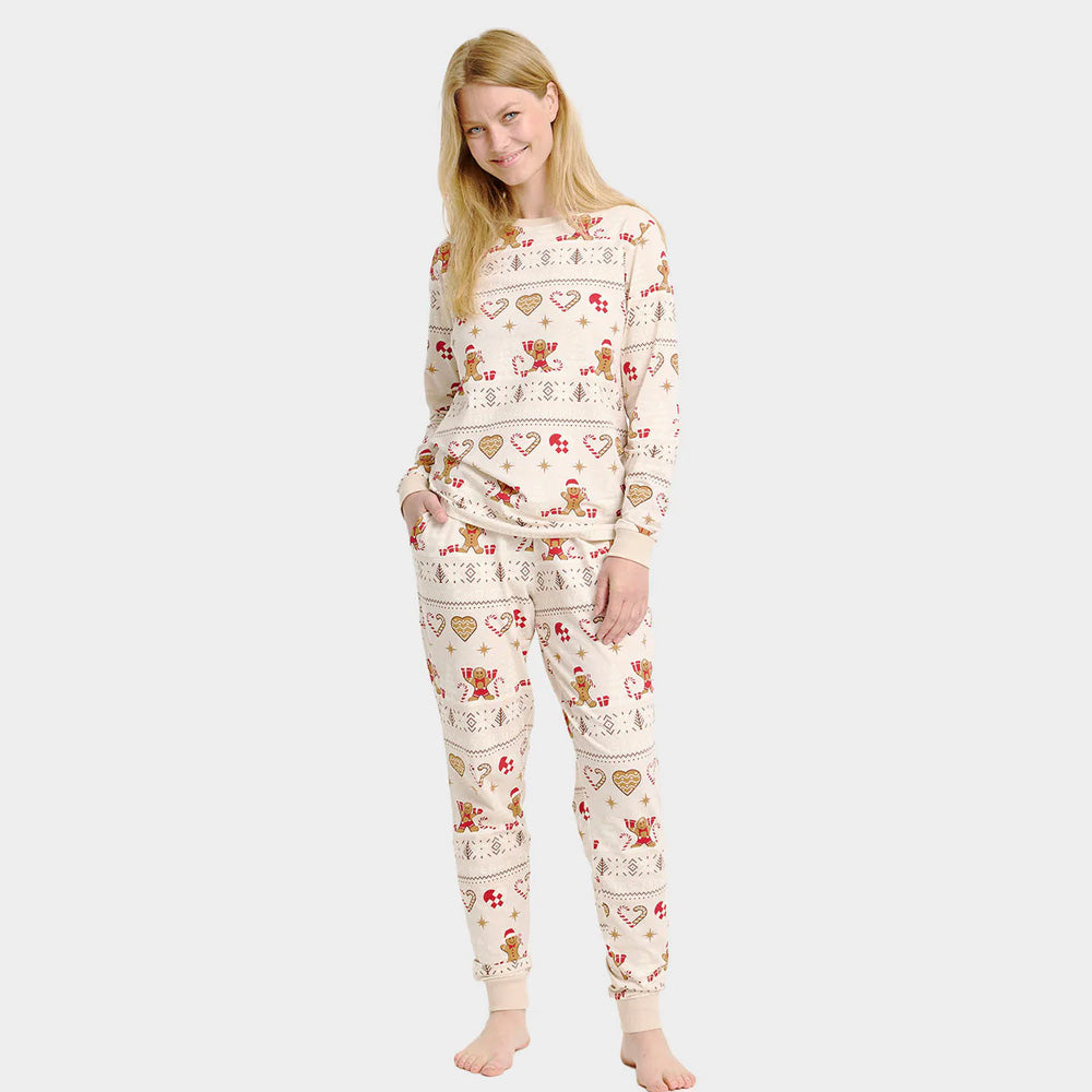 Beige Christmas Pyjama for Family Gingercookies Women
