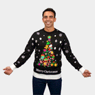 Black Christmas Tree LED light-up Mens Christmas Jumper
