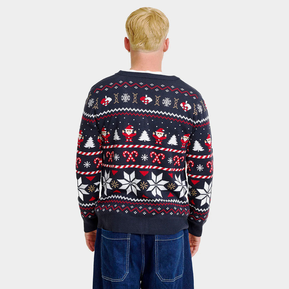 Blue Couples Cardigan Christmas Jumper with Polar Stars