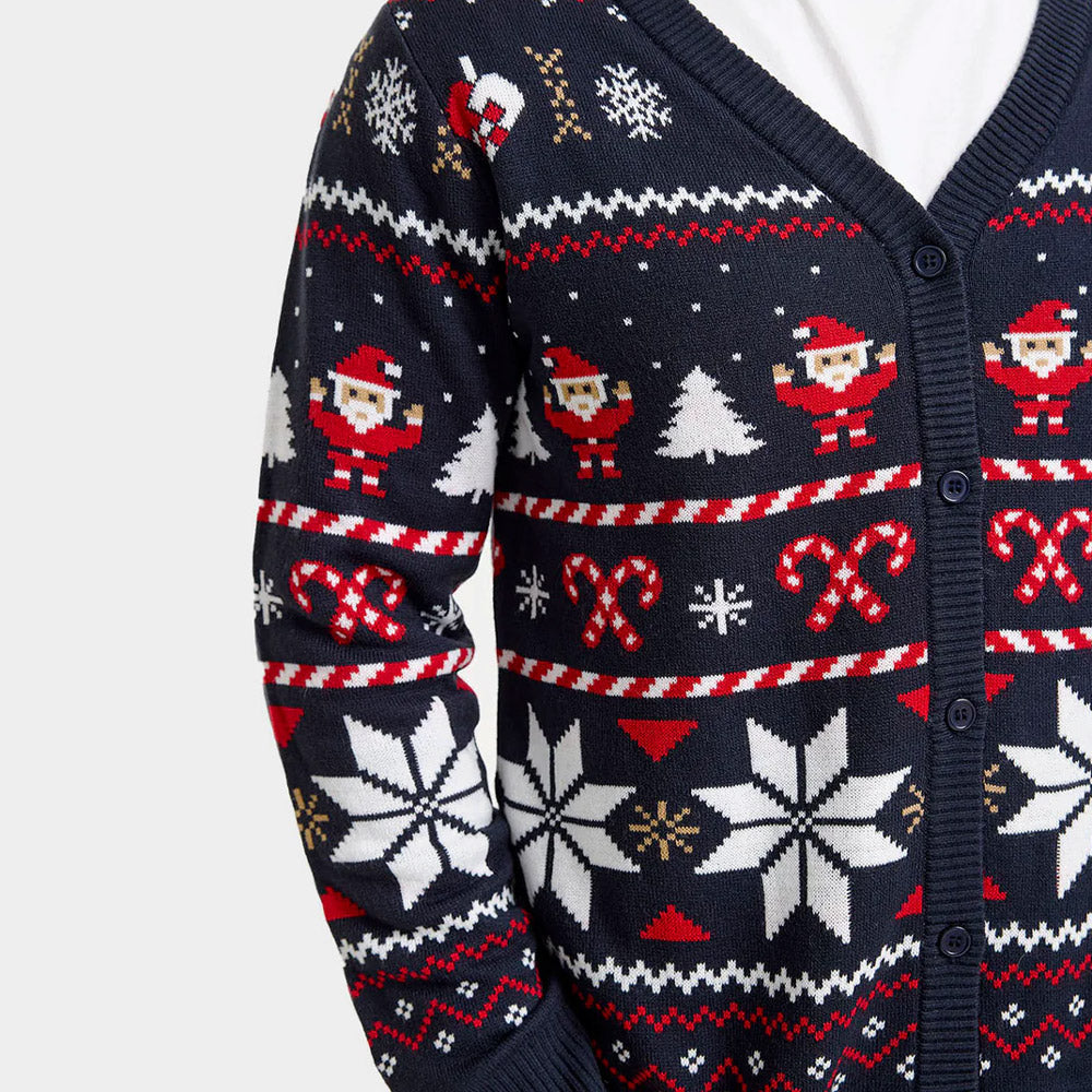 Blue Couples Cardigan Christmas Jumper Mens Polar Stars
