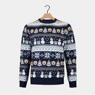 Snowmen Blue Couples Christmas Jumper with Trees
