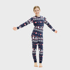 Blue Christmas Pyjama for Family with Snowmen and Hearts Children
