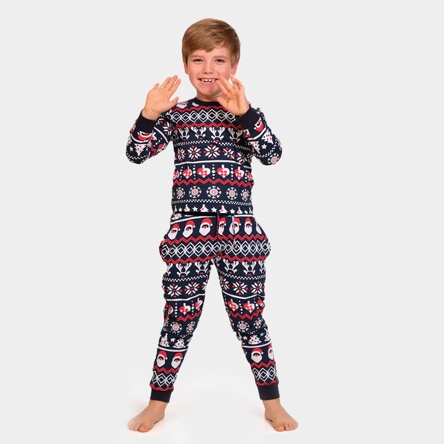 Christmas Pyjama for Children with Santa, Reindeers and Hearts