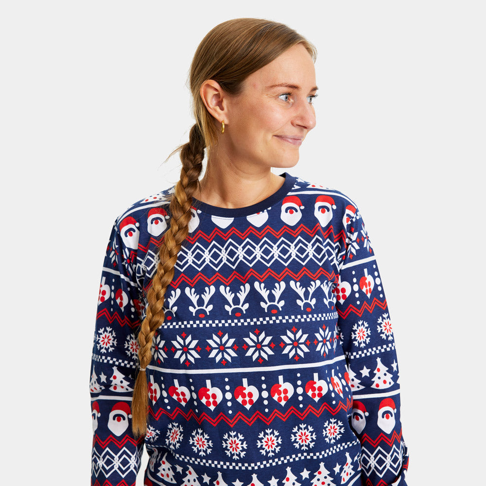 Christmas Pyjama for Women Santa, Reindeers and Hearts
