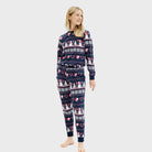Christmas Pyjama for Women Snowmen and Hearts Blue 
