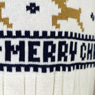 Classy White Organic Cotton Men's Christmas Jumper with Reindeers detail