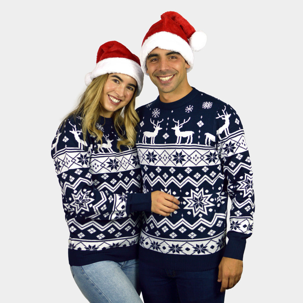 Boys and Girls Christmas Jumper Couples Reindeers and Nordic Stars
