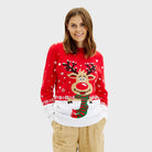 Couple's Christmas Jumper with Reindeer with Scarf womens