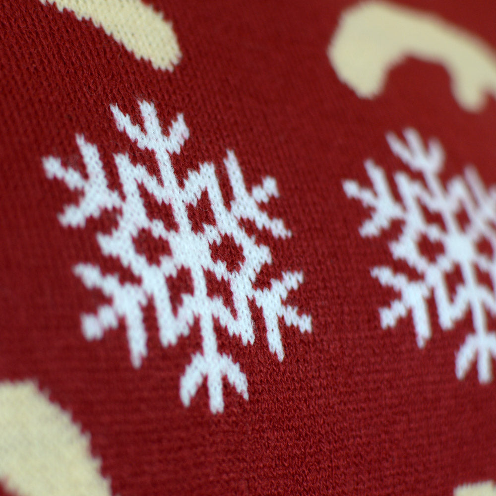 Red Couple's Christmas Jumper with Rudolph the Reindeer detail
