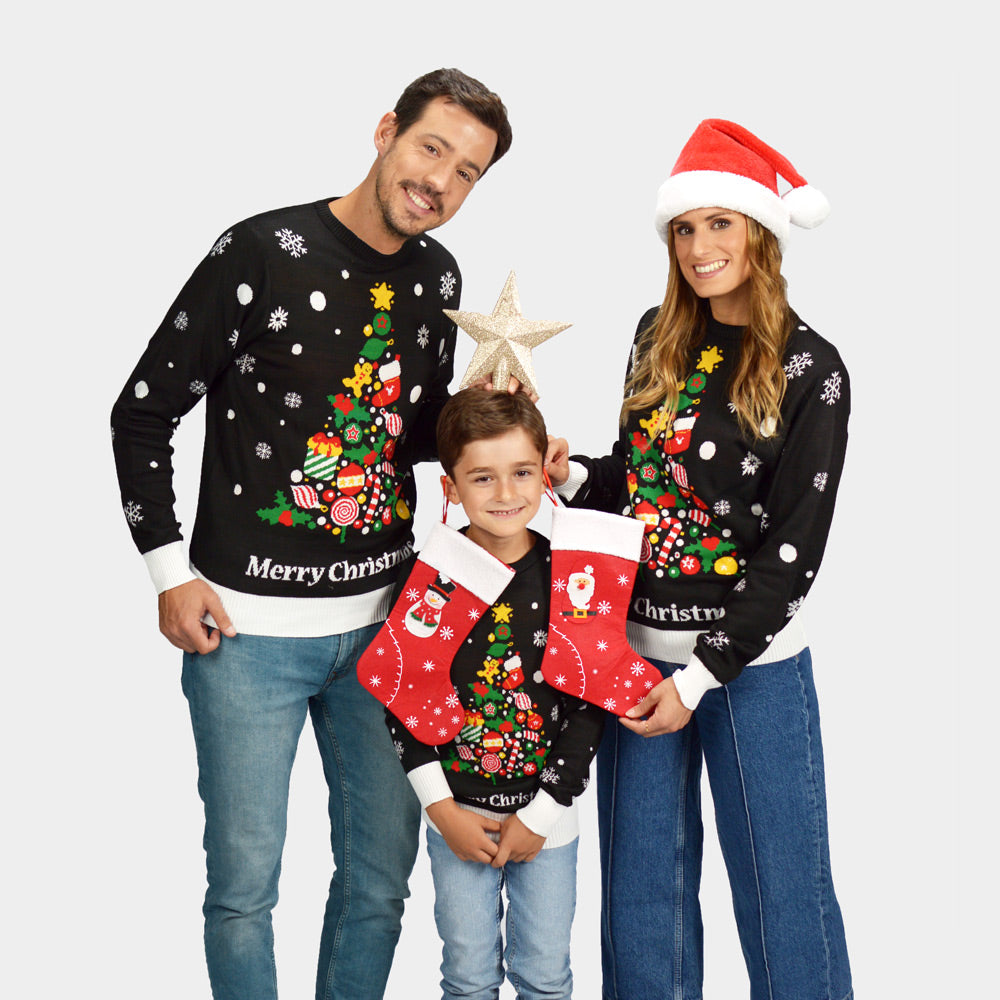Family Black Christmas Jumper Merry Christmas