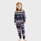 Blue Girls Christmas Pyjama for Children with Snowmen and Hearts
