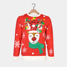 LED light-up Boys and Girls Christmas Jumper Reindeer Sparkling Sequin 
