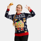 LED light-up Boys and Girls Christmas Jumper Womens Gingerbread House
